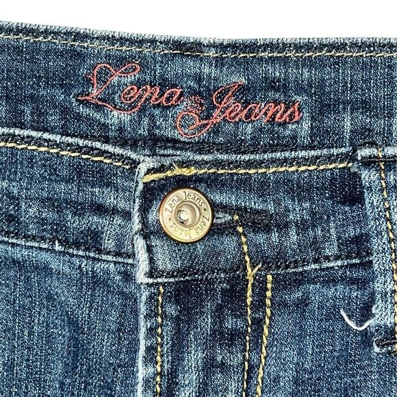 Lena Jeans Blue Denim BOHO Colorful Embroidery W28 Mid Rise Festival Button Flap - Picture 2 of 12